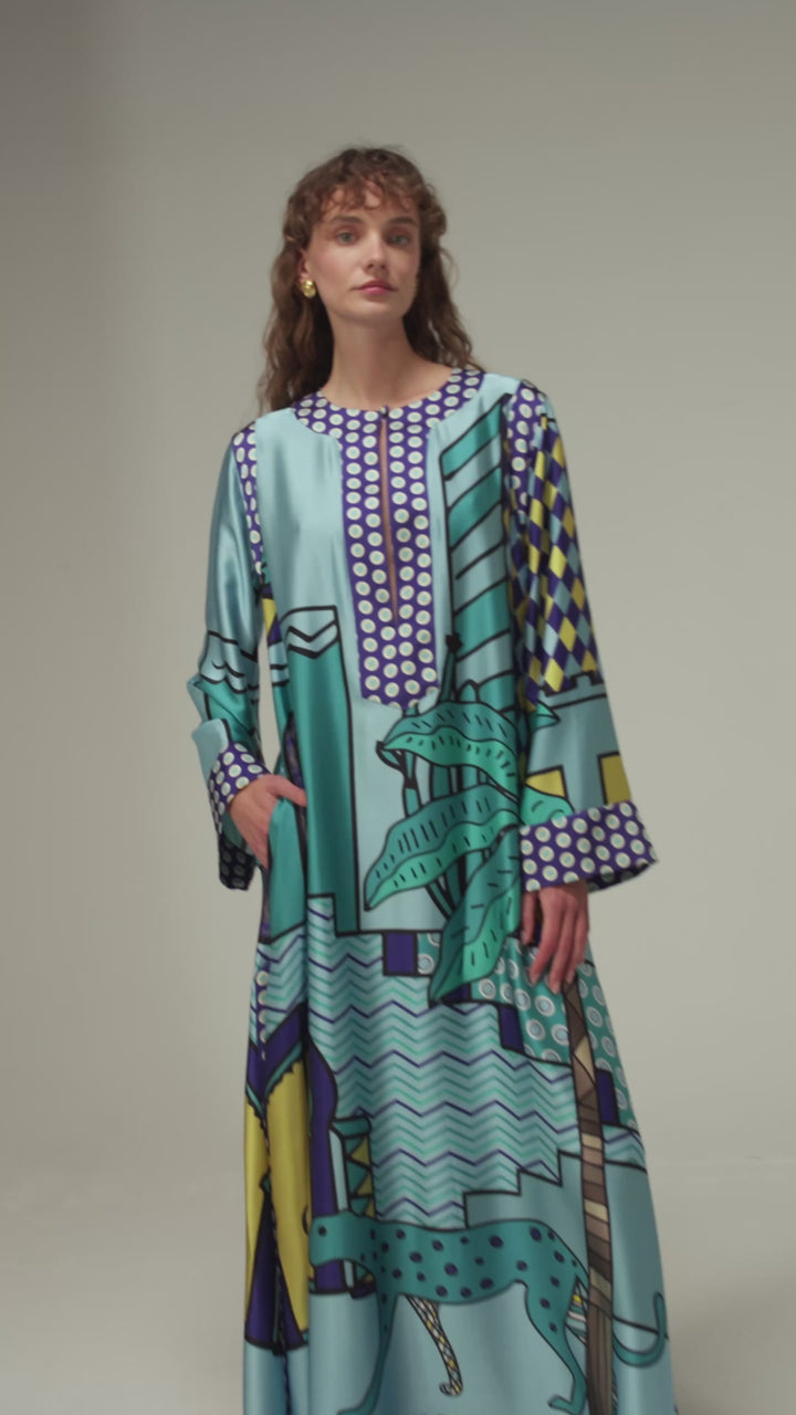 TERESA SILK KAFTAN DRESS